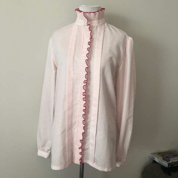 Vintage It’s Gailord Polka Dot High Neck Blouse - Picture 4 of 7